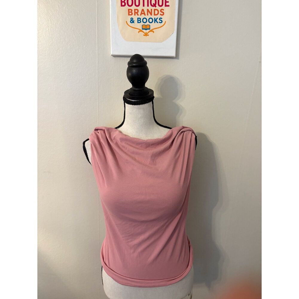 OGL SkinKiss Pink Draped Cowl Neck Sleeveless Top Large NWT